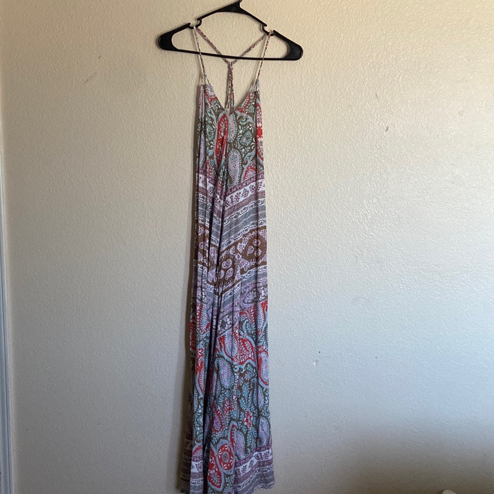 Lani paisley boho braided strap maxi dress